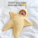 Crocheted Star-shaped Bodysuit Starfish Baby Sleeping Bag Newborn Baby Boy Girl Kids Cartoon Hooded Romper Jumpsuit Bodysuit Clothes Outfits Long Sleeve Playsuit Toddler One Piece Outfit