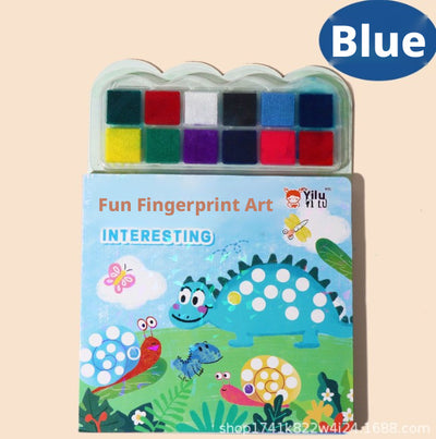 Dibujo de huella dactilar de dinosaurio en papel azul