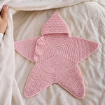 Crocheted Star-shaped Bodysuit Starfish Baby Sleeping Bag Newborn Baby Boy Girl Kids Cartoon Hooded Romper Jumpsuit Bodysuit Clothes Outfits Long Sleeve Playsuit Toddler One Piece Outfit